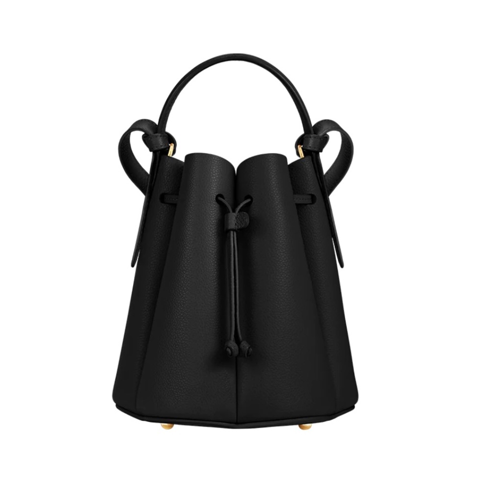 Polene Numéro Huit Mini black leather bucket bag